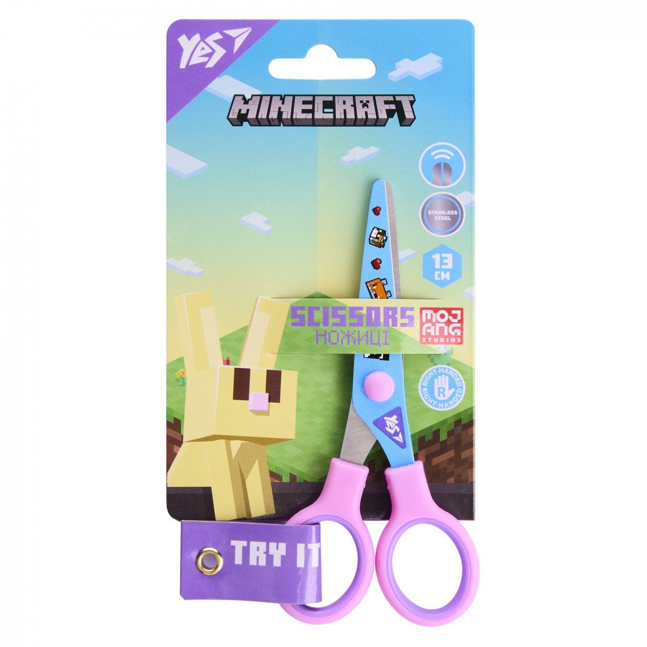Ножиці дитячі Yes Minecraft Spring 13см з принтом на лезі фото