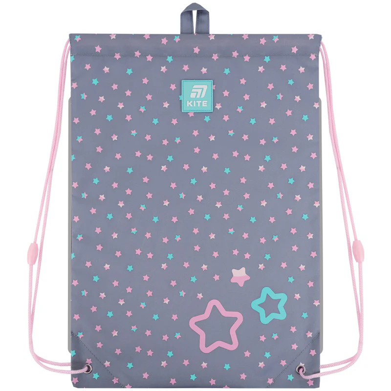 Сумка для обуви Kite 600M Kawaii Stars для девочки, серая 46*33см фото