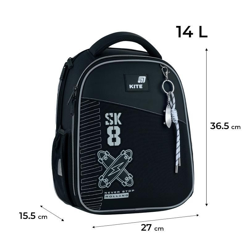 Рюкзак шкільний каркасний для хлопчика Kite Education 555 Skate 36,5 &times; 27 &times; 15,5см чорний фото