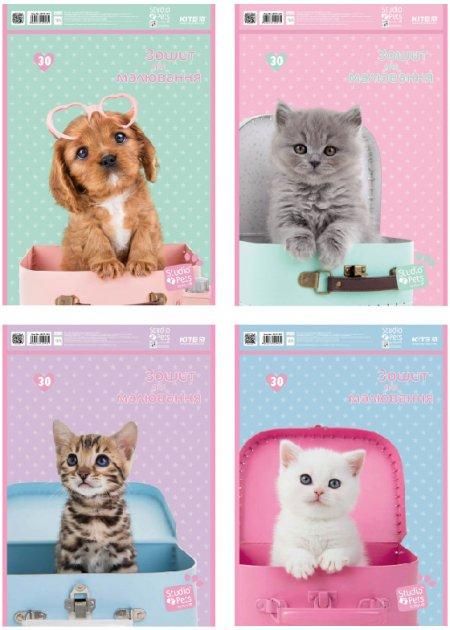 Альбом для малювання 30арк спіраль Kite Studio Pets 100г/м2 фото