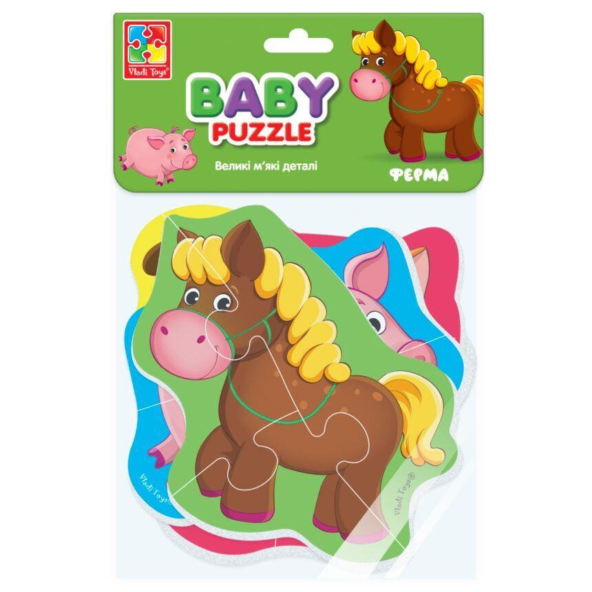 Пазлы мягкие Беби 4 картинки Ферма Укр Vladi Toys фото