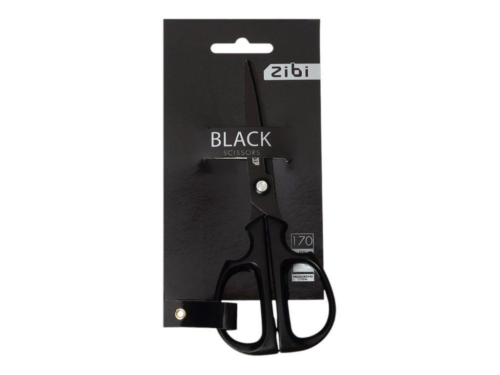 Ножиці офісні ZiBi Black 17см чорні фото