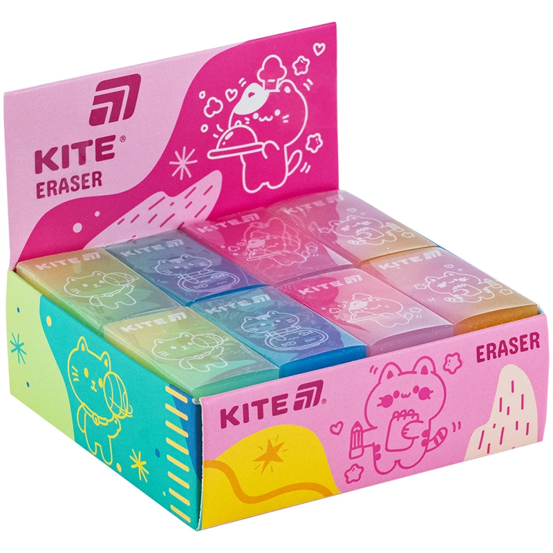 Гумка Kite Jelly cat кольорова асорті фото