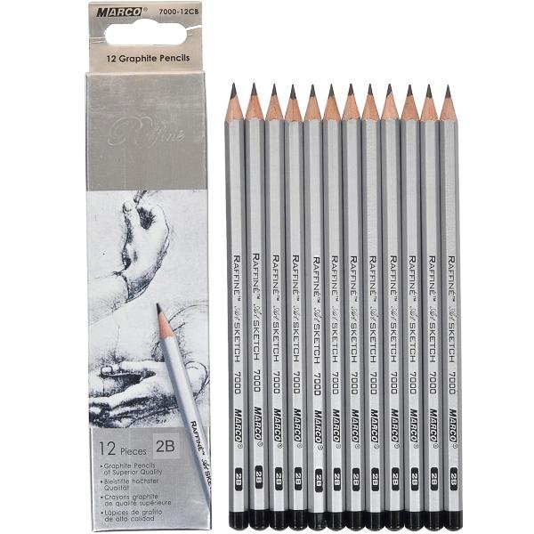 Набор карандашей чернографитных 12шт Marco Graphite Pencils 2В фото