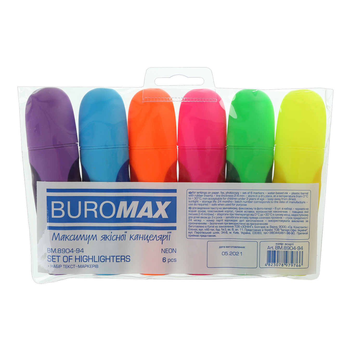 Набір маркерів текстових 6шт Buromax Neon 2-4мм клиноподібні фото