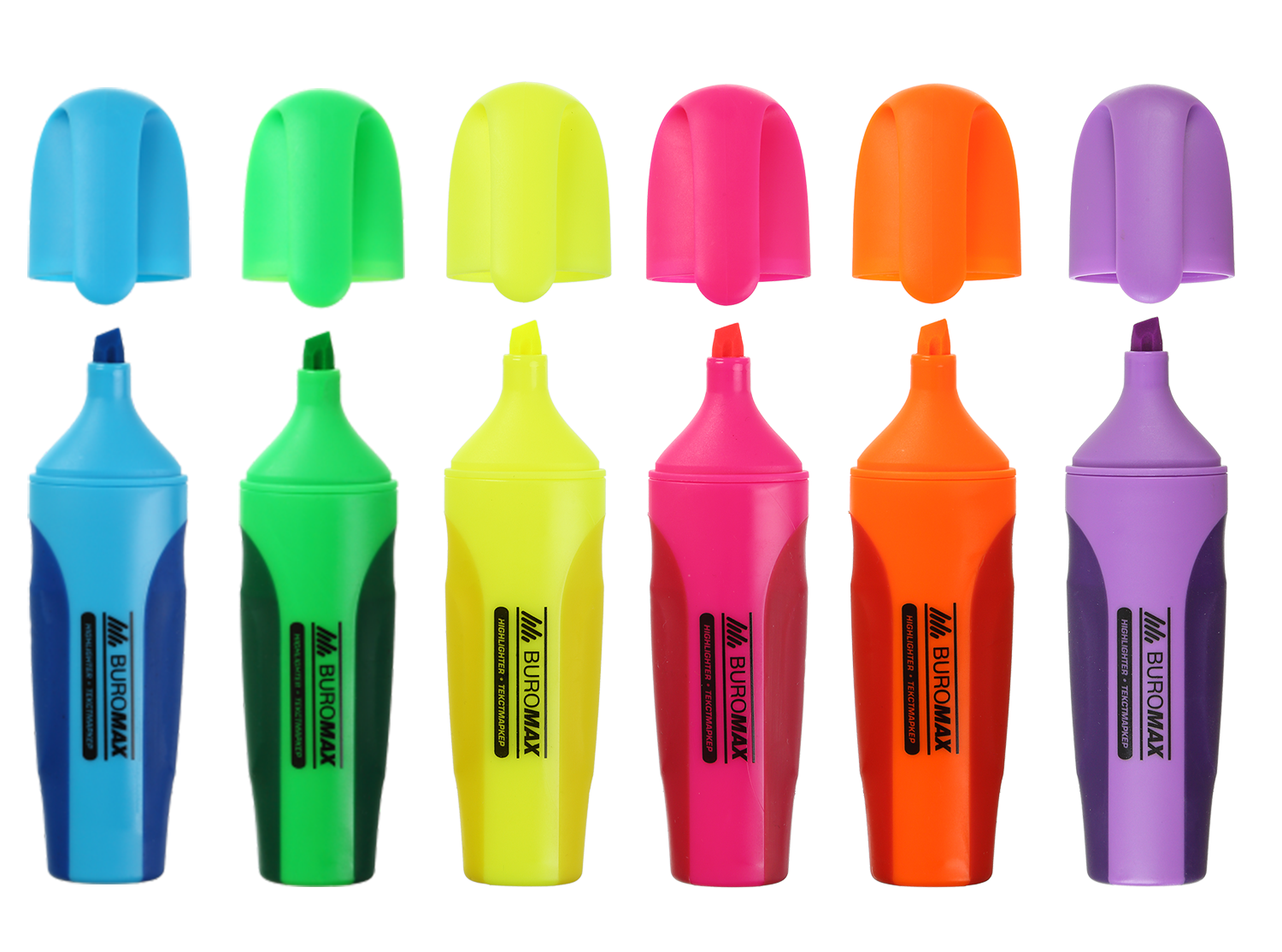 Набір маркерів текстових 6шт Buromax Neon 2-4мм клиноподібні фото