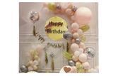 Декор ко дню рождения: баннер, шарики Happy birthday в розовых, золотых тонах ООПТ T-8926 фото