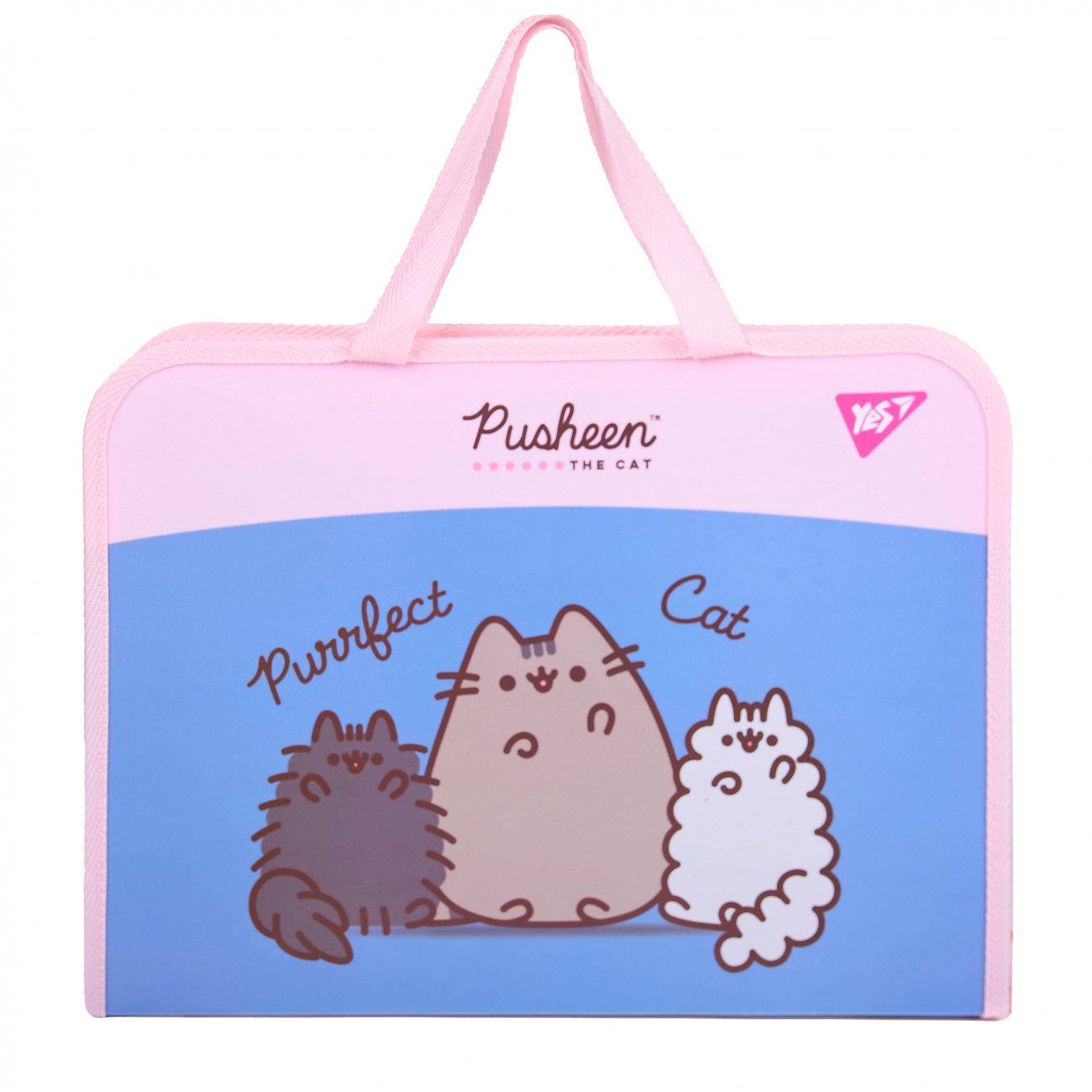 Папка-портфель пластикова В4 на блискавці Yes Pusheen з тканинними ручками фото