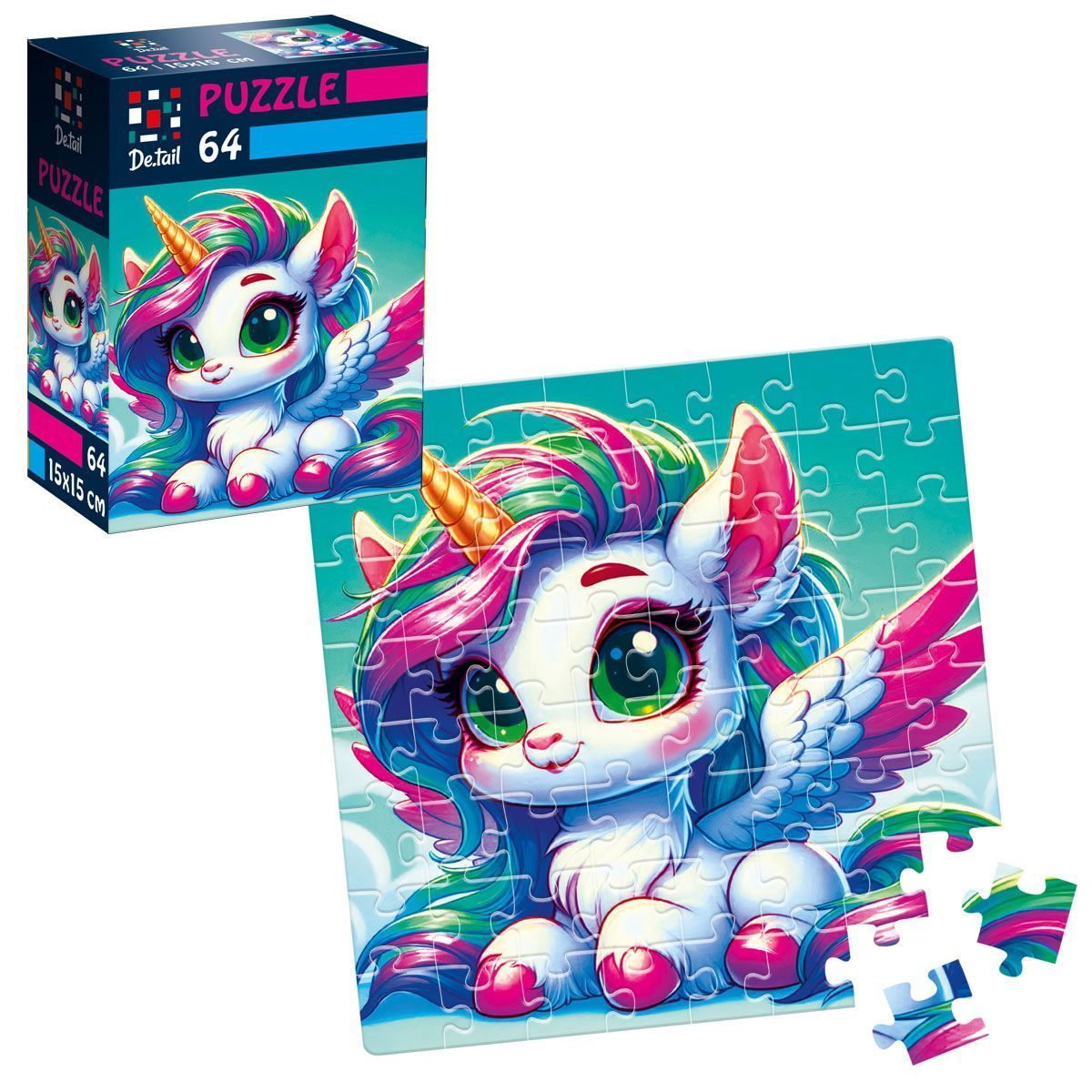 Пазл 64 ел 15x15 см De tail Замріяна єдиноріжка Укр (Vladi Toys) фото
