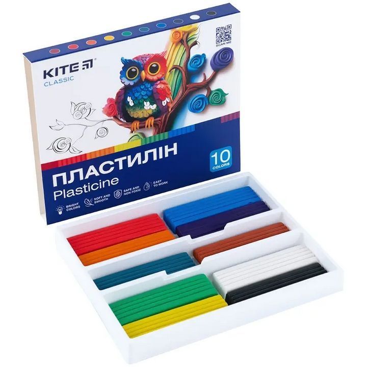 Пластилін Kite Classic 10 кольорів 200г фото