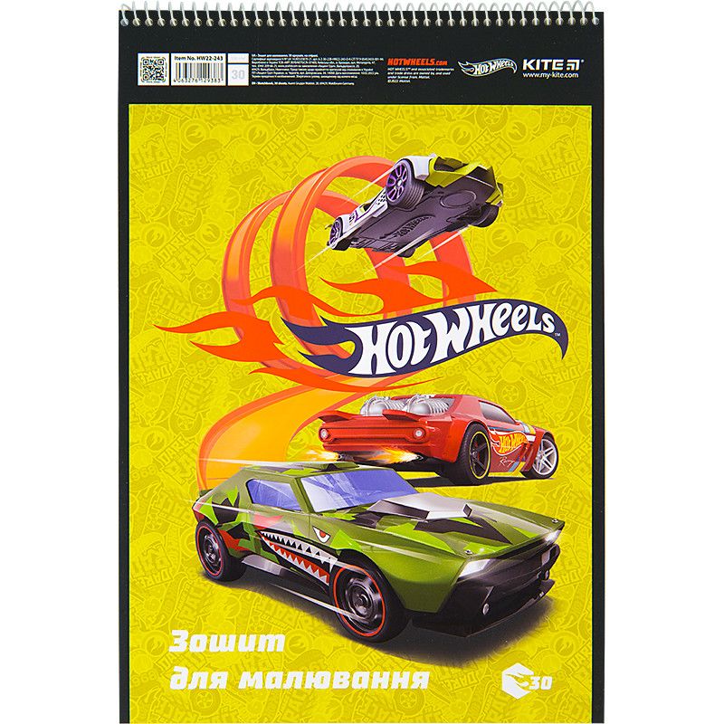 Альбом для малювання 30арк спіраль Kite Hot Wheels 100г/м2 фото