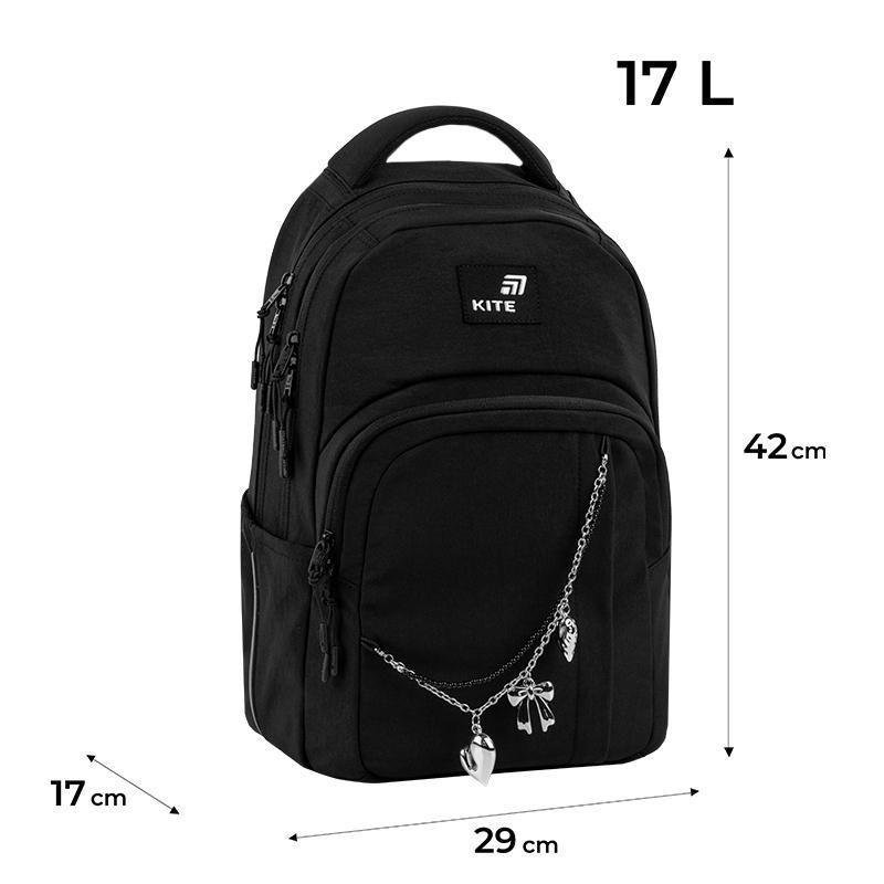 Рюкзак подростковый Kite Education teens 2578M Black&Charm 42&times;29&times;17 см, черный фото