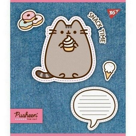 Зошит шкільний Yes 12 аркушів коса лінія Pusheen. Snack time (25) фото