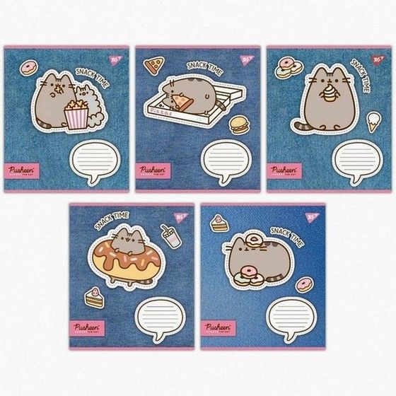 Зошит шкільний Yes 12 аркушів коса лінія Pusheen. Snack time (25) фото