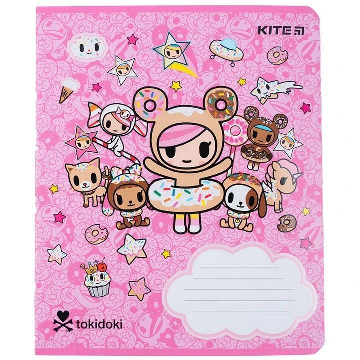 Зошит шкільний Kite 18 аркушів клітинка, УФ лак + глітер Tokidoki фото