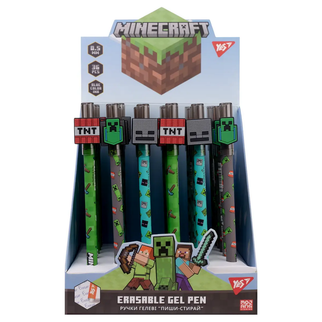 Ручка гелевая пиши-стирай Yes Minecraft 0,5мм синяя фото