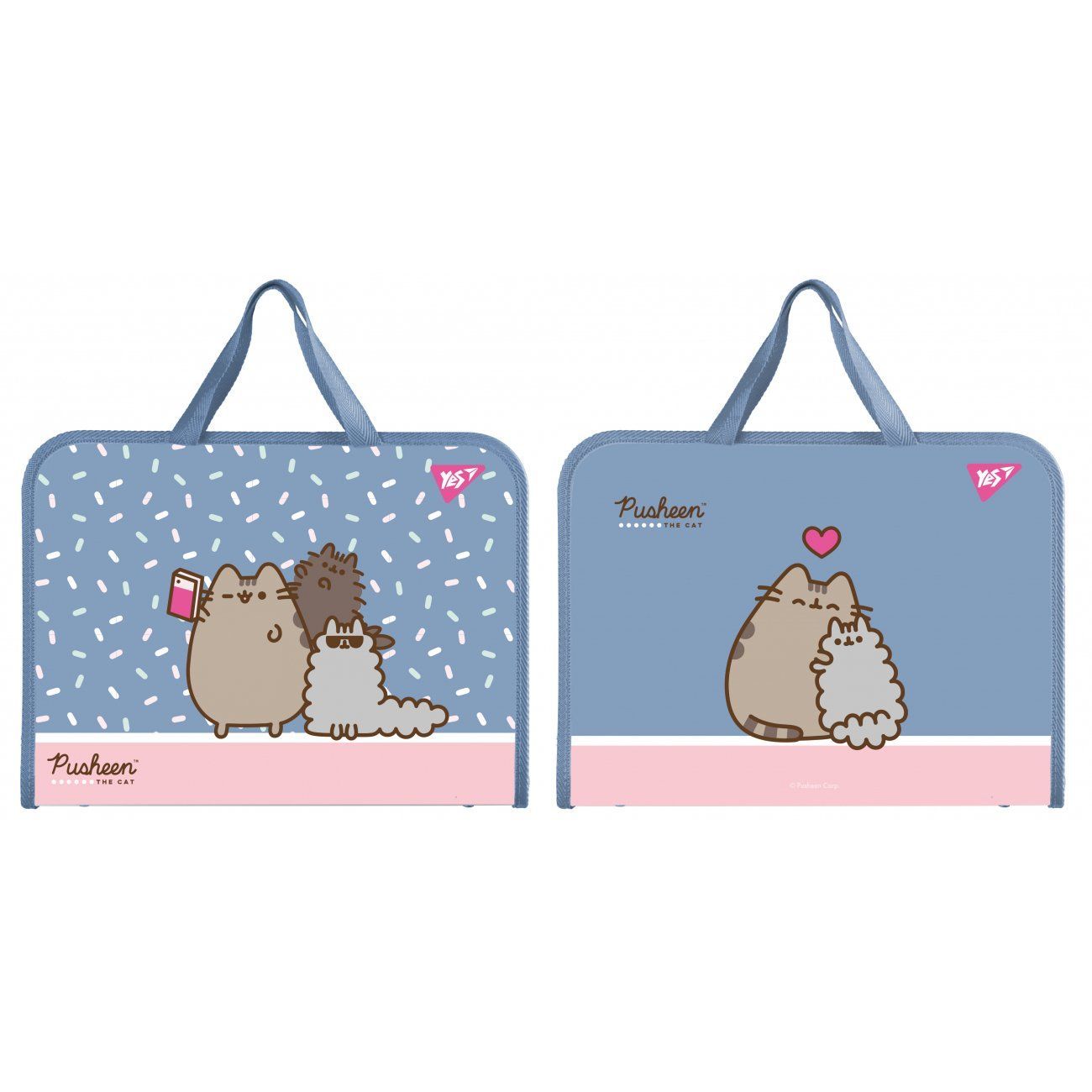 Папка-портфель пластикова В4 на блискавці Yes Pusheen з текстильними ручками фото