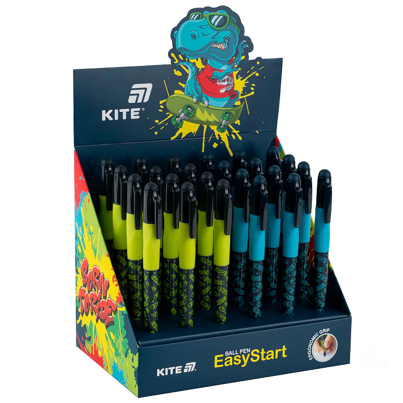 Ручка шариковая Kite EasyStart Skate 0,7мм синяя фото