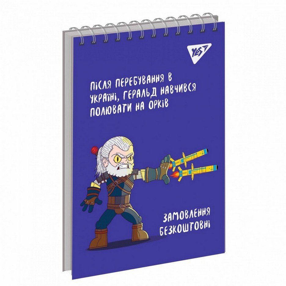 Блокнот А6 80л, в клетку, на пружине (верхняя), мягкая обложка Yes Orc give up! фото