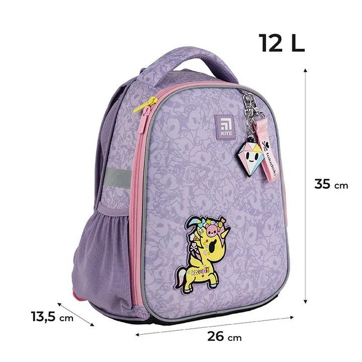 Рюкзак шкільний каркасний для дівчинки Kite Education 555 Tokidoki 35*26*13,5см бузковий фото