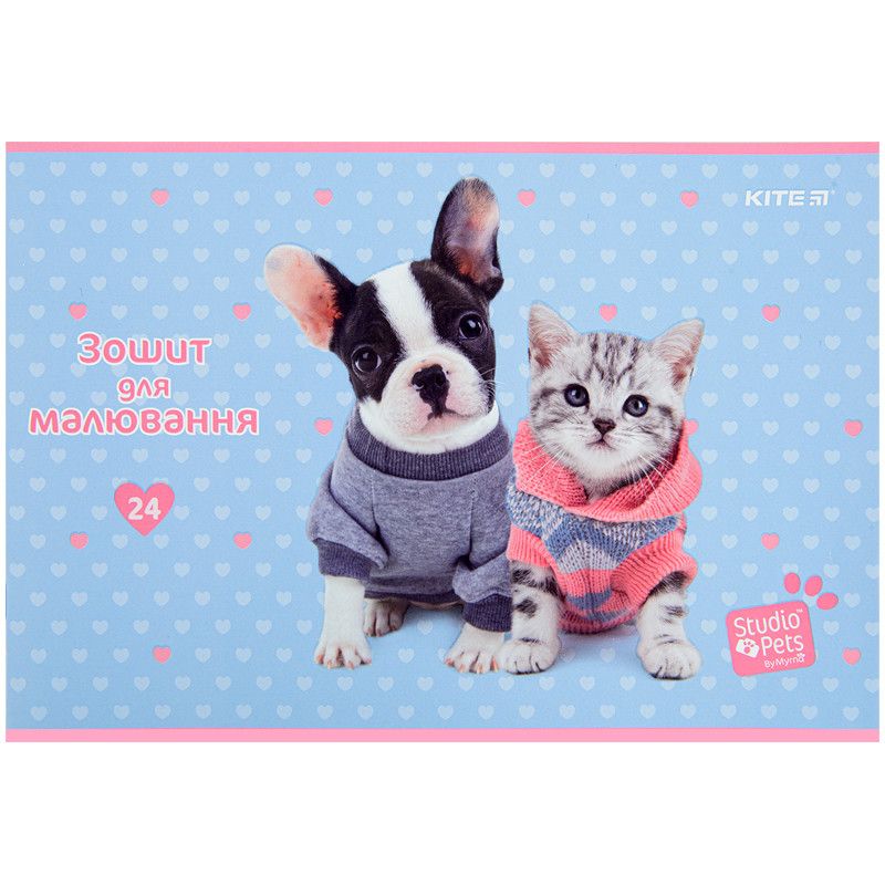 Альбом для малювання 24арк скоба Kite Studio Pets 100г/м2 фото