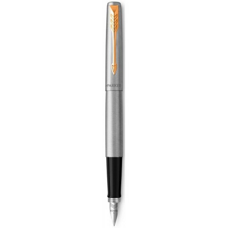 Ручка Parker Jotter Stainless Steel GT FP пір'яна 1мм, корпус металевий з позолотою фото