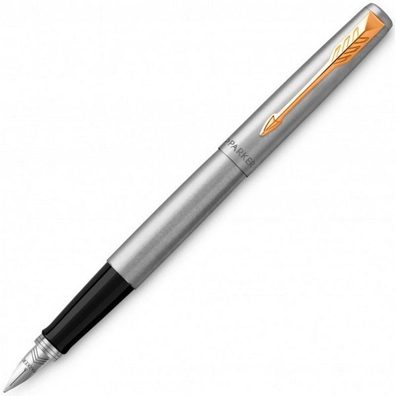 Ручка Parker Jotter Stainless Steel GT FP пір'яна 1мм, корпус металевий з позолотою фото