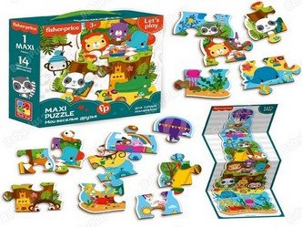 Пазли 14ел 22*70см Рuzzle Fisher Price Мои веселые друзья Maxi Vladi Toys фото