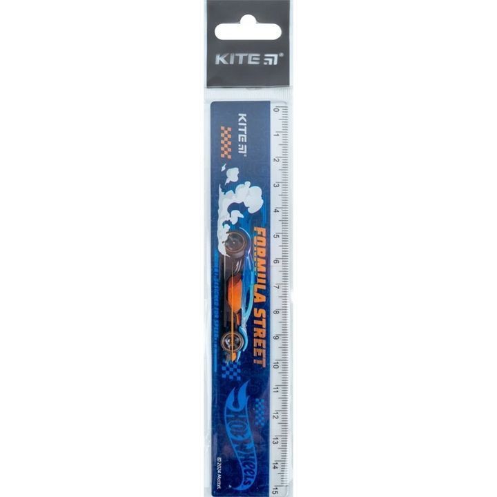 Линейка пластиковая 15см Kite Hot Wheels фото