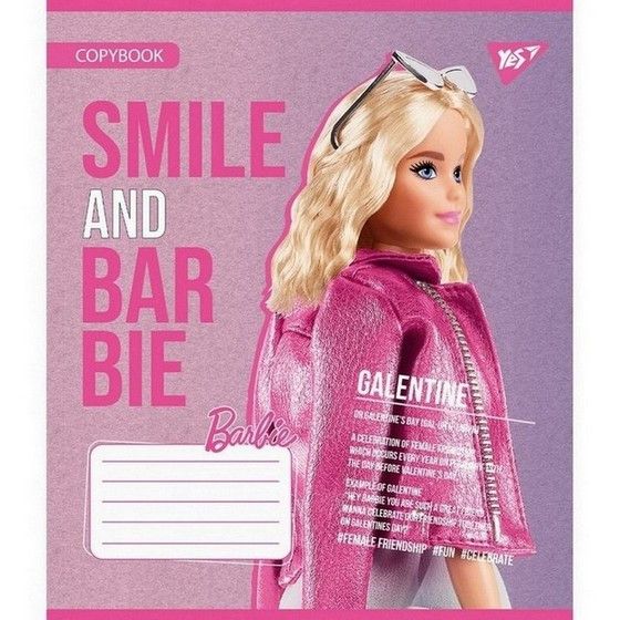 Зошит шкільний Yes 12 аркушів коса лінія Barbie (25) фото