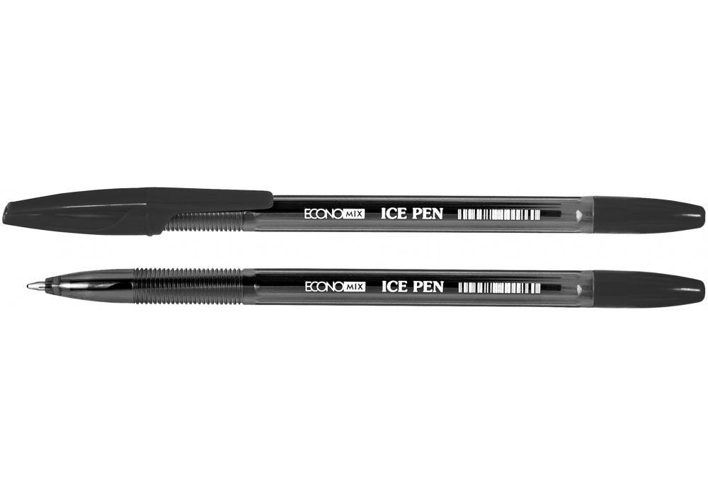 Ручка кулькова Economix Ice Pen 0,5мм чорна корпус напівпрозорий фото