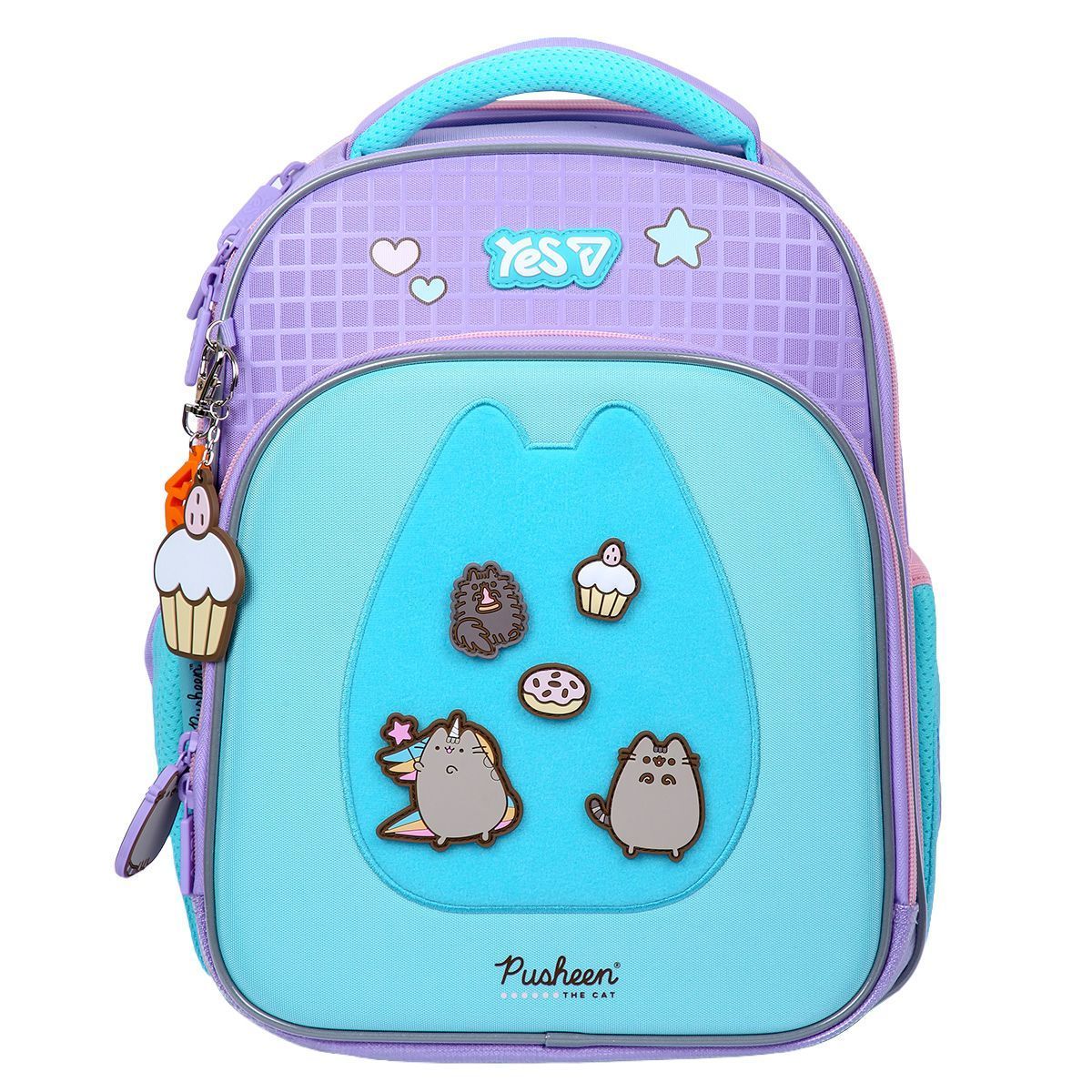 Рюкзак шкільний каркасний для дівчинки Yes S-78M Pusheen Summer 38 &times; 29 &times; 17 см фіолетово-м'ятний фото