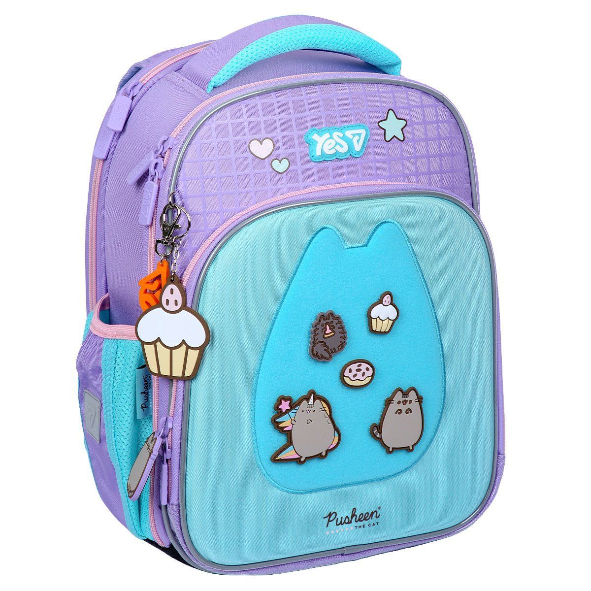 Рюкзак шкільний каркасний для дівчинки Yes S-78M Pusheen Summer 38 &times; 29 &times; 17 см фіолетово-м'ятний фото