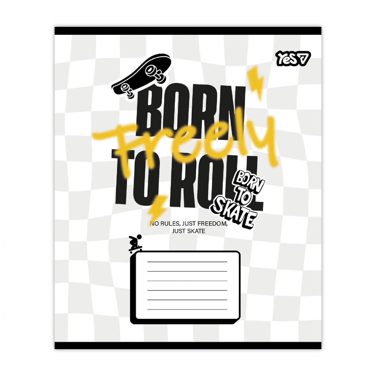 Зошит шкільний Yes 12 аркушів коса лінія Born to skate фото