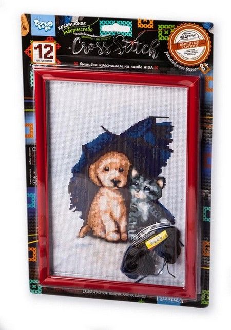 Набір Вишивка хрестиком на канві Cross Stitch Песик і котик Danko Toys фото