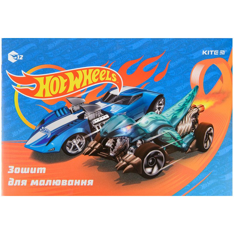 Альбом для малювання 12арк скоба Kite Hot Wheels 100г/м2 фото