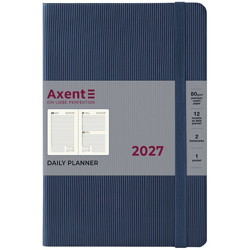 Щоденник датований 2027 Axent Partner Lines A5 лінія 184 сторінки, PU обкладинка, блакитний фото