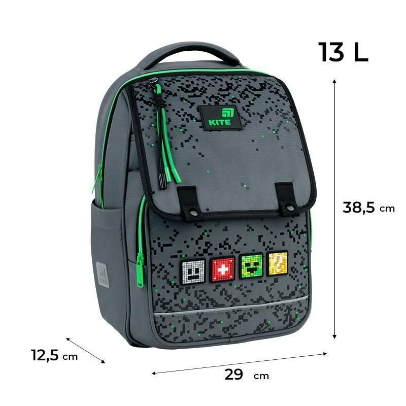 Рюкзак шкільний для хлопчика Kite Education 772 Pixel 38,5 &times; 29 &times; 12,5см сірий фото