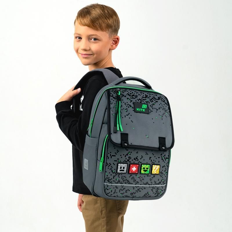 Рюкзак шкільний для хлопчика Kite Education 772 Pixel 38,5 &times; 29 &times; 12,5см сірий фото