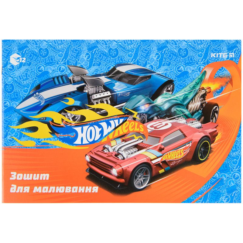 Альбом для малювання 12арк скоба Kite Hot Wheels 100г/м2 фото