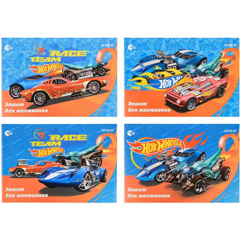 Альбом для малювання 12арк скоба Kite Hot Wheels 100г/м2 фото