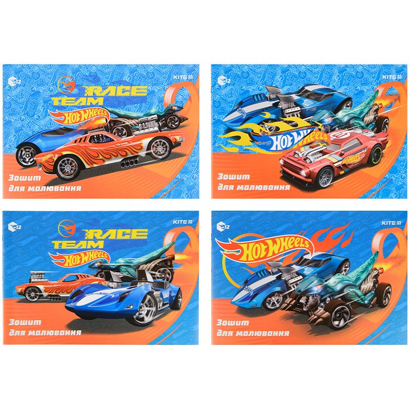 Альбом для малювання 12арк скоба Kite Hot Wheels 100г/м2 фото