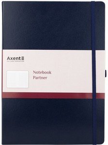 Блокнот А4 100арк., в клітинку, на гумці, тверда обкладинка Axent Partner Grand синій фото