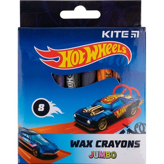 Крейда воскова Kite Hot Wheels Jumbo 8 кольорів фото