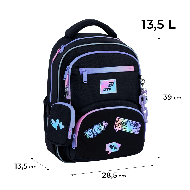 Рюкзак шкільний для дівчинки Kite Education 773 Anime Dream 39 &times; 28,5 &times; 13,5см чорний фото