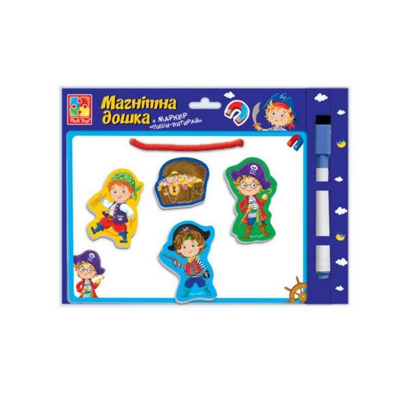 Магнiтна дошка з маркером Пиши-витирай. Пiрати Укр (Vladi Toys) фото