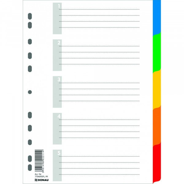 Розділювачі кольорові цифрові А4 10шт з листом опису Donau фото