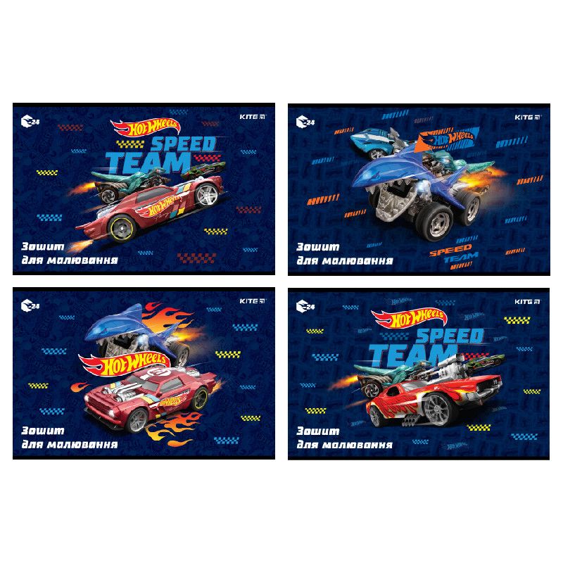 Альбом для малювання 24арк скоба Kite Hot Wheels 100г/м2 фото