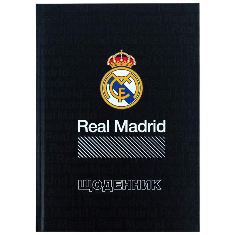 Дневник школьный Kite Real Madrid твердый переплет, черный фото