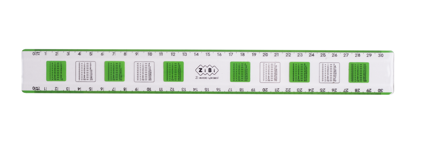 Линейка пластиковая 30 см ZiBi Kіds Line универсальная с таблицей умножения фото
